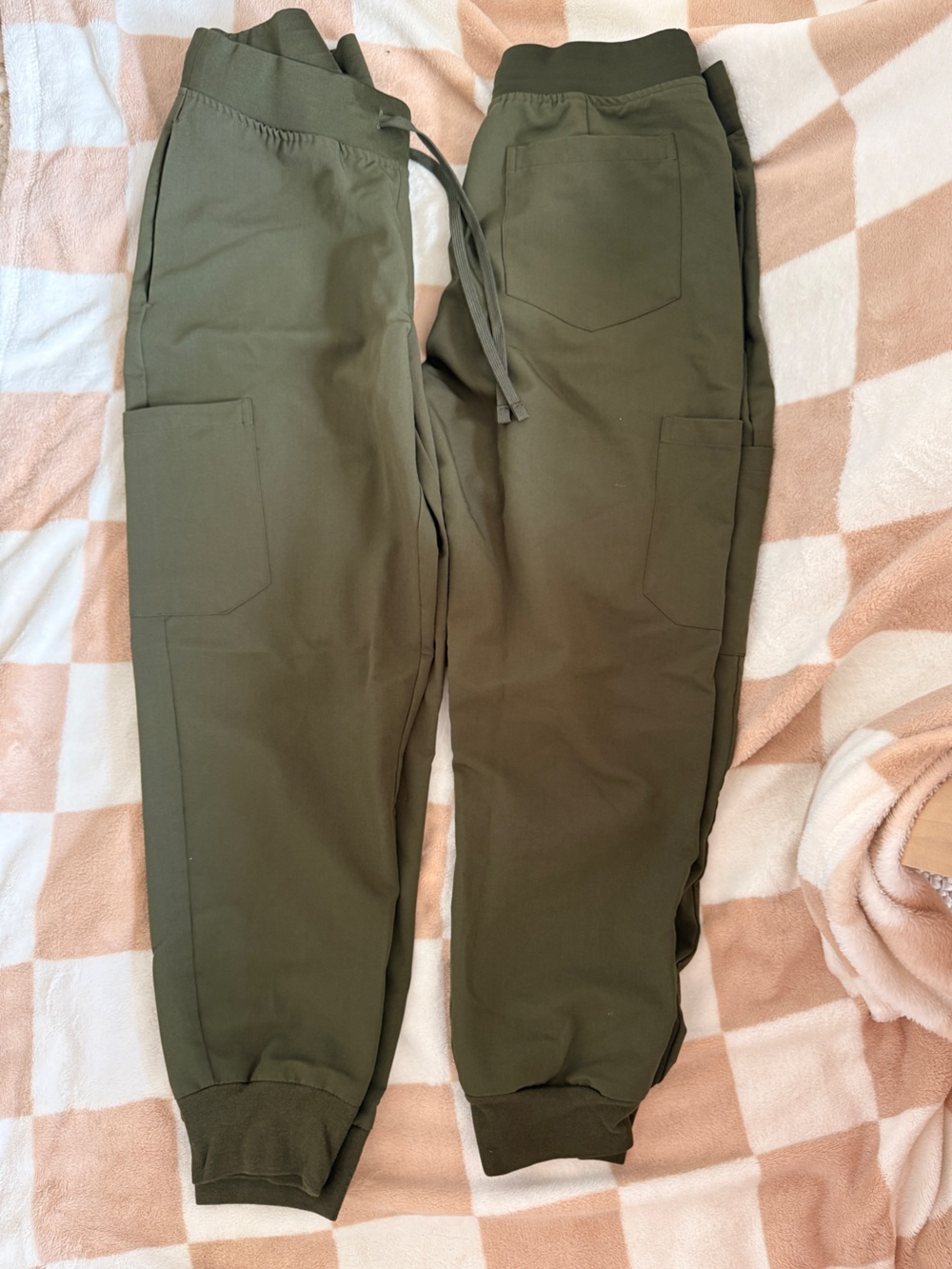Women's Olive Green Cargo Jogger Pants with Drawstring Waist